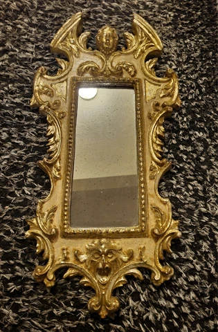 Antique 19th Century Italian Gilded Gold  hand Carved Mirror Cover