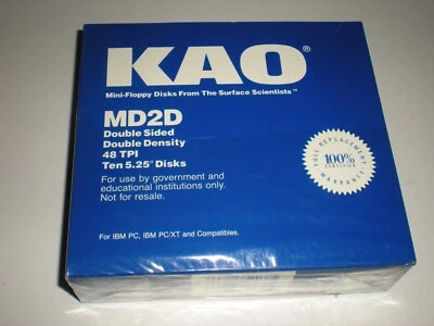 10 disquetes KAO MD2D doble cara doble densidad 48 TPI 5,25" IBM/PC de colección Foto 1 de 4