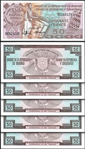 Burundi 50 Francs 1993, UNC, 5 Pcs LOT, Consecutive, P-28c - Picture 1 of 4
