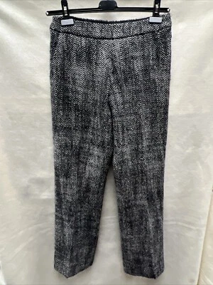 Pantalones Oscar De La Renta Mujer Talla 10 Negro Blanco Espiga Lana Pantalones Foto 1 de 4