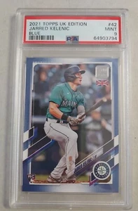 2021 Topps UK edition Jarred Kelenic #42 Blue SP /75 Rookie PSA 9 Mariners - Picture 1 of 2