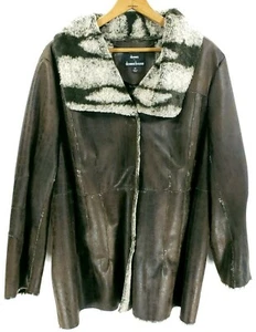 Dennis by Dennis Basso Mantel Damen 2X Druckknopfleiste Kunstfell Leder Used-Look - Bild 1 von 9