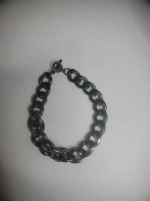 Pulsera de cadena grande de acero inoxidable vintage pistola metal brutalista palanca joyería Foto 1 de 4