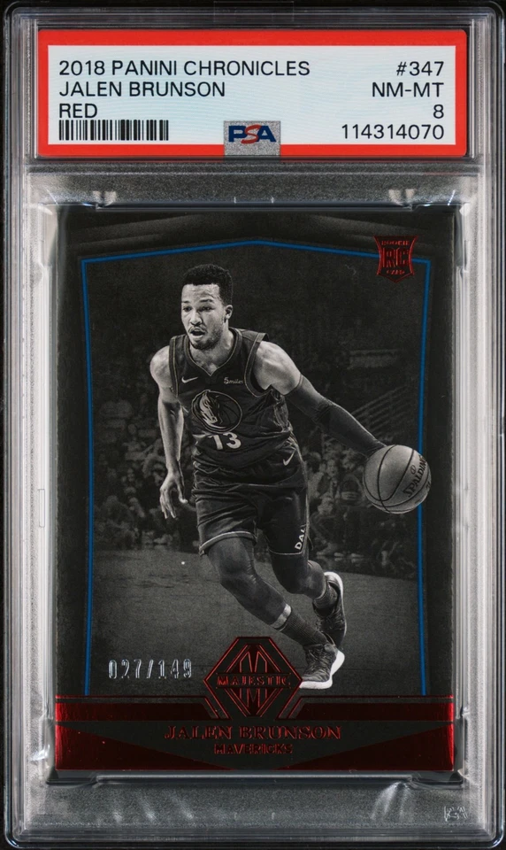 2018 Panini Chronicles Jalen Brunson /149 Red Rookie RC #347 PSA 8 NM-MT - Image 1 of 2