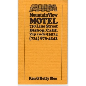 Mountain View Motel Bishop CA Ken & Betty Slee Vintage Visitenkarte SE3-B2 - Bild 1 von 2