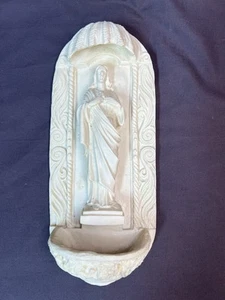 Antique Chalkware Sacred Heart Of Jesus Holy Water Font - Picture 1 of 10