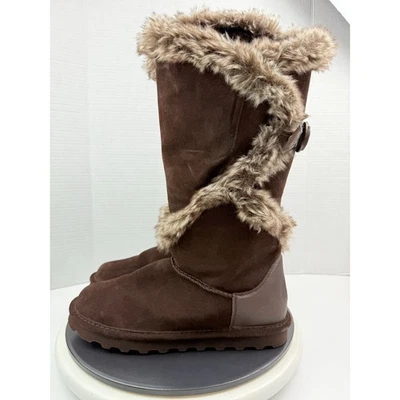 BearPaw Sheilah Womens Size 10 Suede Wool Fur Tall Winter Boot Waterproof Brown - Image 1 of 4