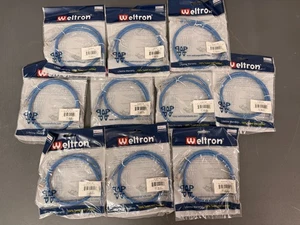 BAG OF 10 Weltron 2' Blue CAT6 RJ45 Snagless Patch Cables # 90-C6CB-BL-002 - Picture 1 of 9