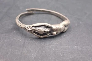 Antique Sterling Large Ring Object Nude Woman Hair That Wraps Around Band - Picture 1 of 3