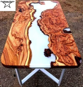 Handmade Resin White Epoxy Dining Table Top for Home, Coffee Table, Center Table - Picture 1 of 6