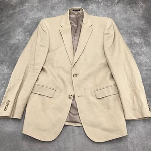 Pronto Uomo Platinum Blazer Men 42L Beige Linen Classic Career Suit Jacket - Picture 1 of 13