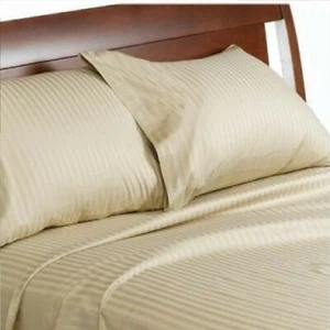 NWT Villa Platino  4pc Sheet Set 100% Cotton Woven Jacquard Light Brown/ Beige - Picture 1 of 5