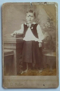 Young Boy in Skirt Dress Antique Cabinet Photo Card W.D. Miller, Delta, Ohio - Picture 1 of 2