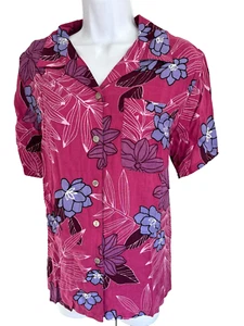 White Stag Size M Pink Short Sleeve Floral Blouse 2 piece set - Picture 1 of 9
