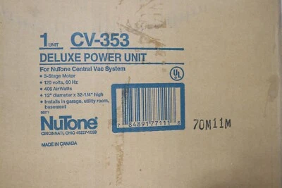 UNIDAD DE POTENCIA NUTONE CV-353 120V DELUXE PARA SISTEMA DE VACÍO CENTRAL NUTONE MOTOR DE 3 ETAPAS Foto 1 de 3