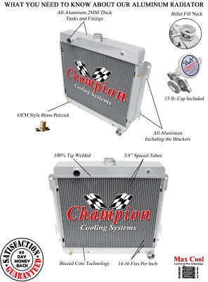 2 Row Western Champion Radiator for 1974 Plymouth PB200 Van V8 Engine #EC511 - Image 1 of 4