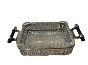 1930s Lewbury silver plated butter jam Dish cut glass insert / Bakelite handles - Picture 1 of 5