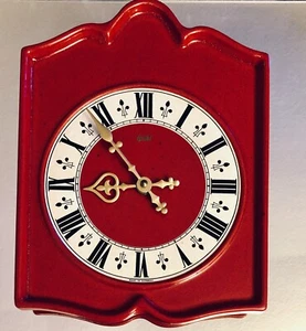 HEIBI WANDUHR ROT - KERAMIK GLASIERT Quarzwerk HANDARBEIT, ZEIGER MESSING! - Bild 1 von 9