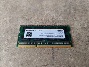 MUSHKIN ESSENTIALS 8GB 204-PIN DDR3 992034 1600MHZ LAPTOP MEMORY ZZ9-2(11) - Picture 1 of 4