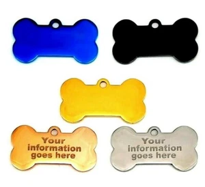 Personalised Pet Tag ID Tags Dog Tags Engraved Collar Tag Bone, stainless steel - Picture 1 of 2