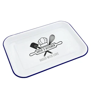 Personalised Baked With Love Enamel Tray - Picture 1 of 6