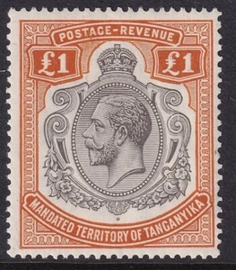 Tanganyika 1927 KGV £1 orange-brown MNH. SG 107. Sc 44. - Picture 1 of 2