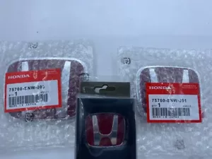 3Pcs Honda Civic Sedan 4Dr 06-15 Red JDM H Front Rear Steering EMBLEM GRILLE 3X - Picture 1 of 2