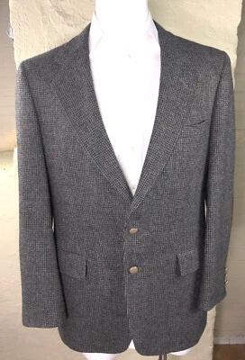 Blazer de lana de 2 botones pata de gallo 42R vintage para hombre Kuppeheimer coderas Foto 1 de 4
