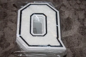 Vintage School Letterman Varsity chenille Letter Q Sport sew patch WHITE - Picture 1 of 1