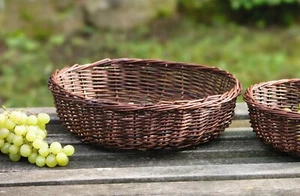 Obstschale Obstkorb Weide braun Ø 38x11 cm groß, Weidenkorb Zwiebelkorb Schale - Bild 1 von 5