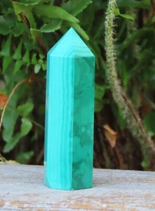 Polished Malachite Crystal Generator Point 65mm Tall Mineral 68Grams Light Green - Picture 1 of 12