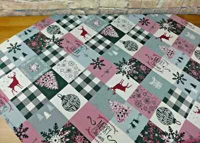 Sander Tischdecke Mitteldecke 100 x 100cm Wallace grün weinrot Hirsch Jacquard - Bild 1 von 2