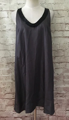 Graham & Spencer Womens Gray Silk Beaded Sleeveless Shift Tunic Dress Size M  - Image 1 of 4