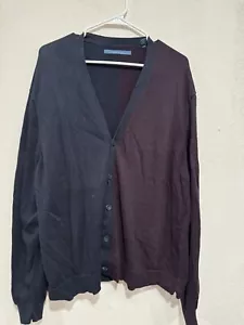 PERRY ELLIS Men's Cardigan Size 2X Button Down Merino Blend - Color Block - Picture 1 of 6