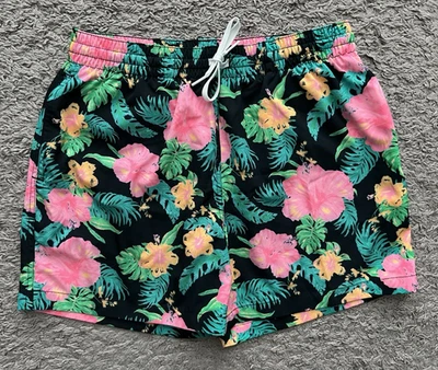Chubbies Classic Swim Trunks Midnight Flowers Black Pink Lined Men's Medium 5.5" - Image 1 of 4