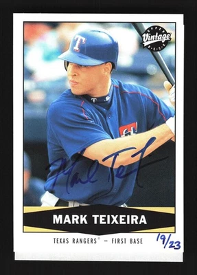 Mark Teixeira Rangers 2004 SP Auth Buybacks Cert. Autograph # SN 19/23 - Image 1 of 2