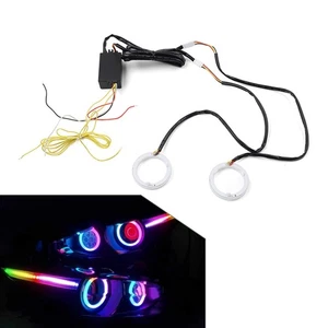 RGB Phone Control Angel Eye Lights Halo Rings Headlight DRL Retrofit 120MM - Picture 1 of 15