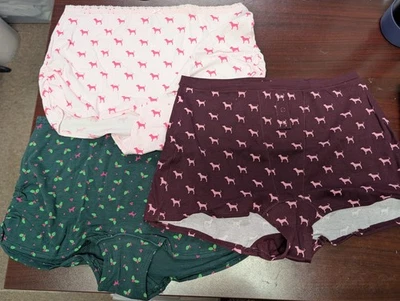 Victoria's Secret Panty Lote De 3 Panty Boyshort Panty Rosa Bosque Profundo XXL NUEVO CON ETIQUETAS Foto 1 de 4