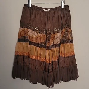 Jean Paul Richard Stufen Midi Rock Gr. L Y2K Fee Boho Gypsy - Bild 1 von 9