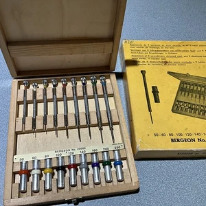 Vintage Bergeon 30009 Uhrmacher Werkzeug Schraubendreher Set Größen 50 bis 250 IN BOX - Bild 1 von 6