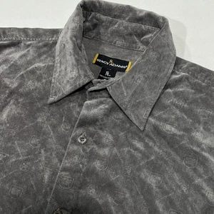 Stacy Adams Men Gray Long Sleeve Corduroy All Over Print Textured Shirt Size XL - Picture 1 of 9
