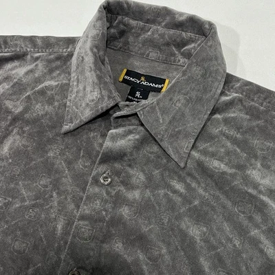 Stacy Adams Men Gray Long Sleeve Corduroy All Over Print Textured Shirt Size XL - Image 1 of 4