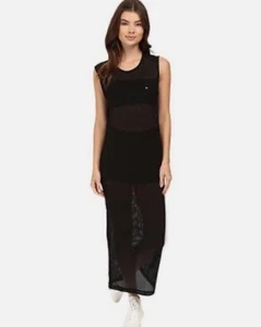 Neu mit Etikett Diamond Supply Co Damen-Maxikleid schwarz Pavillon Netz seitlicher Reißverschluss Small - Bild 1 von 3