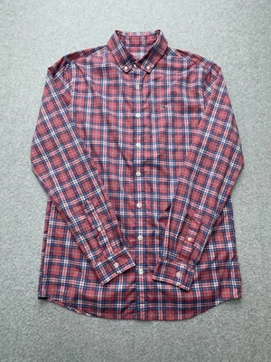 Vineyard Vines Shirt Youth Large 16 Red Blue Plaid Performance Nylon Stretch - Image 1 of 4