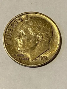 1956 D Roosevelt Silber Groschen getönt - Bild 1 von 2