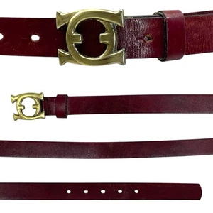 Cinturón de cuero delgado vintage años 60 70 ETIENNE AIGNER XS S 24" hecho a mano 1143 - Imagen 1 de 22