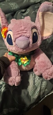 Disney Store Lilo & Stitch Hawaiian Angel Pink Plush with Satin Lei Flowers 14" - Image 1 of 4