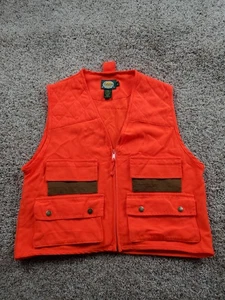 Cabela's Vest Mens Large Orange Blaze Hunting Zip Front Cargo Pockets Safety - Picture 1 of 9
