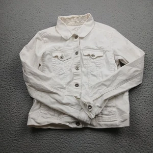 Sonoma Jacke Damen Medium Weiß Denim Langarm Knopfleiste Freizeit Baumwolle - Bild 1 von 7