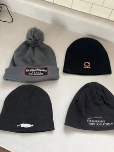 Lot Strikemaster winter hat grey W/ Ball Plush On Top & black beanies X3 Pics! - Picture 1 of 6